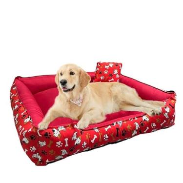Imagem de Caminha Casinha Pet Grande para Cachorro e Gato – Conforto Luxuoso com Fundo Impermeável e Enchimento Removível (Vermelho,EXG - 90X70)