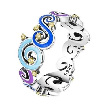 Imagem de Anel Feminino De Prata Esterlina 925 Com Caveira, Laço, Coroa, Coração