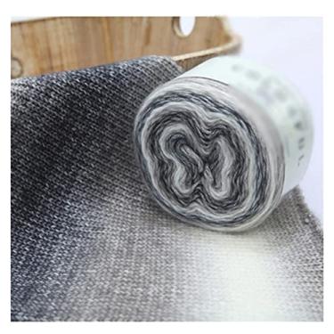 Imagem de HHHJQFAAT Fio de bolo tricô DIY crochê tricô fio de lã colorido fios de crochê (cor: C, tamanho: tamanho único) (C tamanho único)
