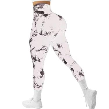 Imagem de tincolia Meia-calça feminina de ioga moderna tie dye, sem costura, alta elasticidade, controle de barriga, calça de corrida - 7-M