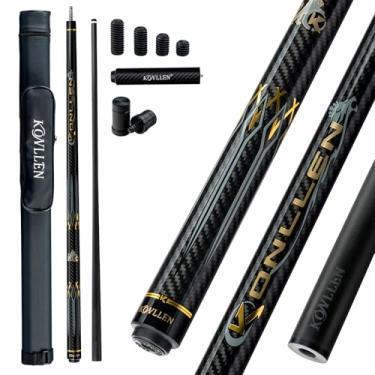 Imagem de KONLLEN Taco de sinuca profissional de fibra de carbono 147.3 cm para adultos com tecnologia de carbono completo taco de sinuca de baixa deflexão com ponta de 12,5 mm
