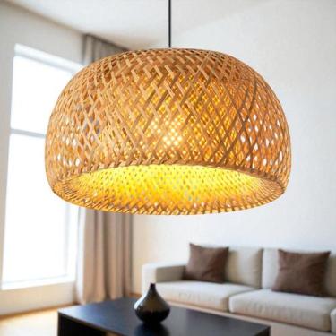 Imagem de Luminária de Teto Lustre Pendente Bambu Fee Malibu Rústico 43cm, Madei