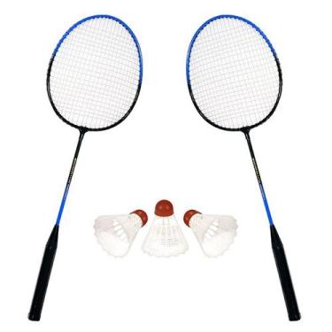Imagem de Kit de Badminton Completo 2 Raquetes 3 Petecas Diversão - Art Brink