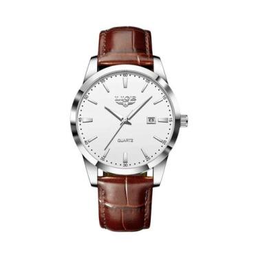 Imagem de Relógio De Pulso Masculino Luminous À Prova d'Água De Couro Quartz LIG