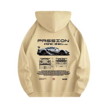 Imagem de Hoodie Gráfico Para Homens Com Ilustrações De Carros De Corrida Para U