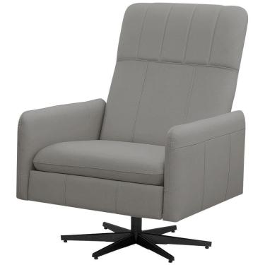 Imagem de Poltrona Decorativa Giratória Retrátil Reclinável Lutor L06 Couro Cinza Claro - Lyam Decor