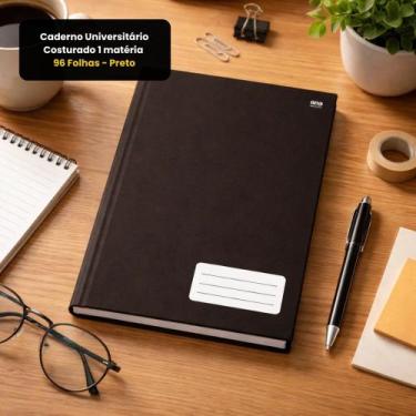 Imagem de Caderno Universitário Costurado 1 matéria 96 Folhas - Preto - ANIMATIV