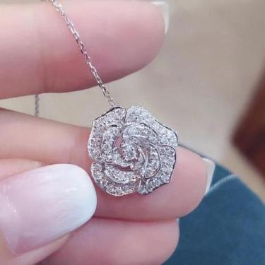 Imagem de Colar De Luxo Feminino Com Pingente De Flor Em Zircônia Cúbica Pratead
