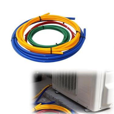 Imagem de Kit de extensão de tubo de cobre de 4 peças, 1/10.2 cm 1/5.1 cm 3/20.3 cm 5/8 PE protetor de tubo de cobre de plástico para reparo de HVAC e geladeira, evita deformação do tubo de condicionamento
