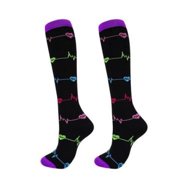 Imagem de Meias De Compressão Unissex Até O Joelho 20-30mmHg Para Edema, Diabete