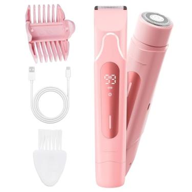 Imagem de Fiemack Aparador de biquíni 2026 para mulheres, barbeador elétrico 2 em 1 com tela de LED, aparador de pelos pubianos à prova d'água IPX7, barbeador elétrico feminino rechageable para axila, perna