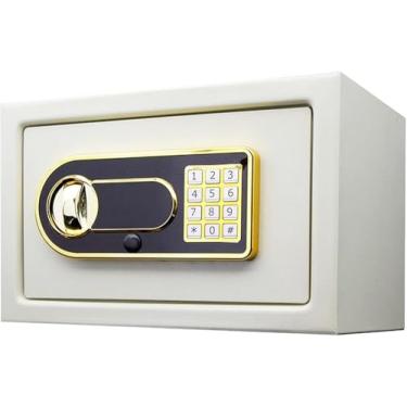 Imagem de Cofre doméstico à prova d'água à prova de fogo com teclado digital e chave - Cofre de segurança montável na parede/chão para dinheiro, joias, documentos - ideal para casa, escritório e hotel (ouro)