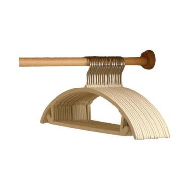 Imagem de Cabides De Plástico Flocados Pretos, Bege E Cinza (10/20 Peças) - Resi