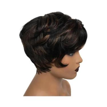 Imagem de Peruca De Cabelo Humano Curta Estilo Pixie Para Mulheres, Peruca Brasi