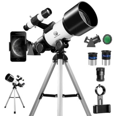 Imagem de Telescópio astronômico astronômico 150X de alta potência, portátil com abertura de 70 mm (refrator HD, tripé, adaptador de telefone e controle remoto sem fio) ideal para observação de estrelas e
