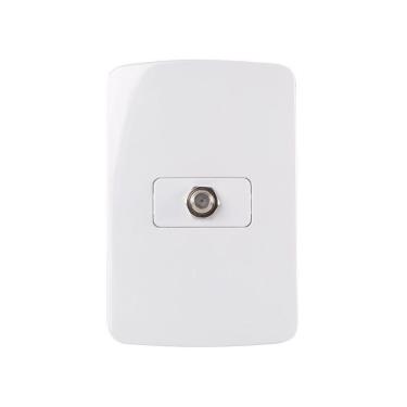 Imagem de Tomada Antena De Tv Margirius B3 Para Cabo Coaxial Com Placa 4x2 Branca