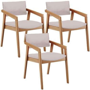 Imagem de Kit 03 Cadeiras Para Sala De Jantar Estar Living Giorgia B04 Linho Bege