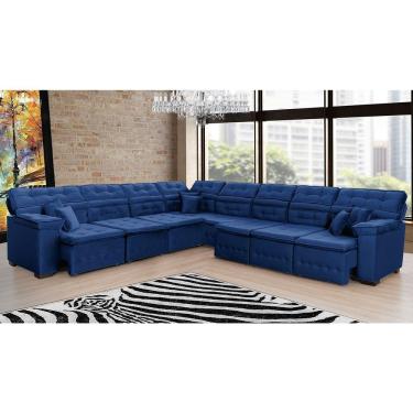 Imagem de Sofá Magno 3.32x4.57m De Canto, Retrátil E Reclinável - Azul