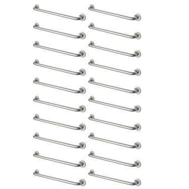 Imagem de Alça De Apoio 70cm Barra Inox Suporte Kit 20 Unidades Cadeirante Idoso Deficiente Box