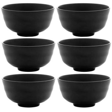 Imagem de Conjunto 6 Bowls de Melamina Tóquio Lyor Preto 450ml Oriental Pote Red