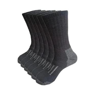 Imagem de Meias De Lã Verde Exército Para Caminhada, 3 Pares, Cano Médio, Quente