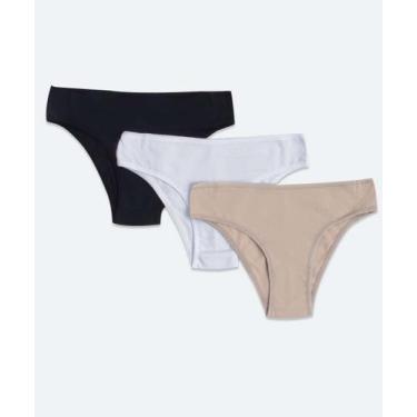 Imagem de Kit 3 Calcinhas Biquíni Delcotton-95664, Preto, Bege, G