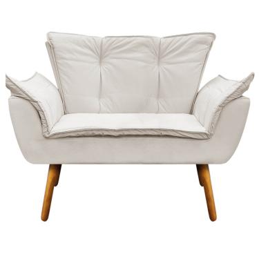 Imagem de Sofá 2 Lugares Namoradeira Pé Palito Castanho Opala Corino Bege D03 - D'Rossi