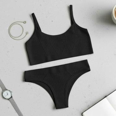 Imagem de Kit Conjunto Sutiã Top Sem Bojo Alcinha e Calcinha Feminino COR:VERDET