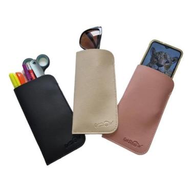 Imagem de Kit 3 Porta Óculos Capa Case Estojo material sintético Capinha Celular
