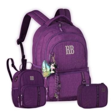 Imagem de Kit Matérial Escolar Mochila Lancheira Estojo Rebecca Bonbon Cor:Lilás