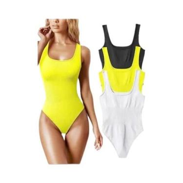 Imagem de Macacão Feminino Slim Fit De Verão Em Malha Sólida Casual Chic - NONE,