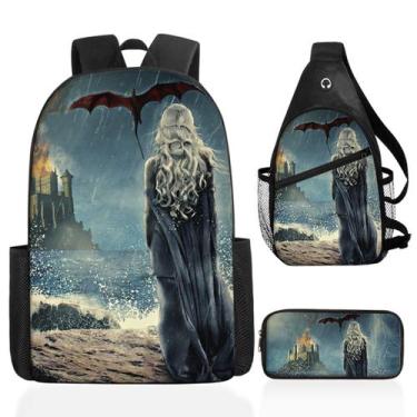 Imagem de Conjunto de mochilas escolares Daenerys Games Ofs Thrones, 3 unidades 