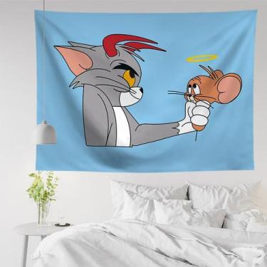 Imagem de Tapeçaria para decoração de parede Art Tom and Jerry 130x150cm - yiwei