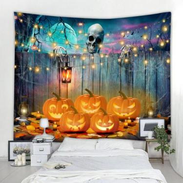 Imagem de Tapeçaria Halloween Pumpkin Horror Skeleton 200x150cm - Yiweisai