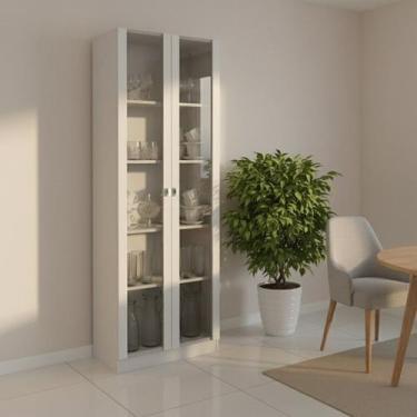 Imagem de Cristaleira 2 Portas de Vidro 4 Prateleiras 171,5cmx59,8cm Branco Cata
