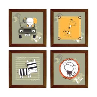 Imagem de Kit Quadro Decorativo Quarto Infantil Animais Safari Jeep - Creative C