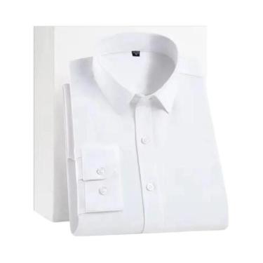 Imagem de Camisa Formal De Manga Longa Para Homens Branca, Design Clássico Básic
