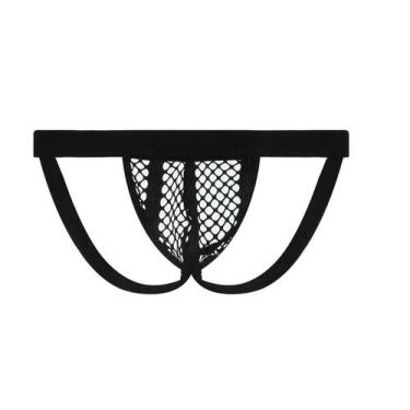 Imagem de Cueca jockstrap sexy suporte atletico com faixa aberta tecido arrastao