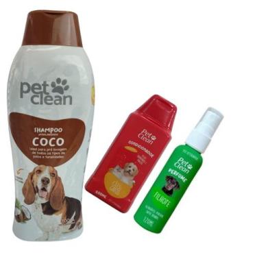 Imagem de Kit POP Pet Clean Shampoo + Perfume + Condicionador Pet Cães, Coco + P