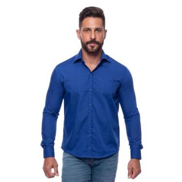 Imagem de Camisa Social Masculina Slim Manga Longa Lisa Não Amassa - Teodoro, Az
