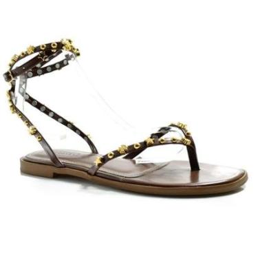 Imagem de Sandália Rasteira de Couro Feminina Suzzara-Feminino