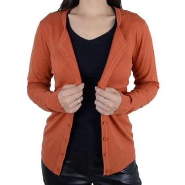 Imagem de Blusa Feminina Facinelli Cardigan Tricot Laranja - 651179-Feminino