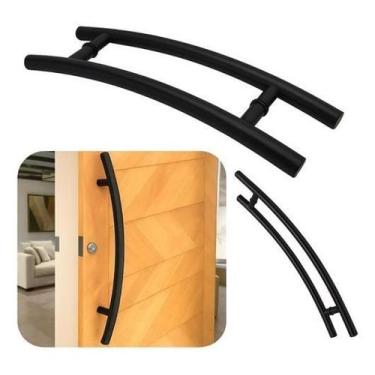 Imagem de Puxador Tubular Curvo Inox Preto Porta Vidro Belíssima 30Cm - AGS