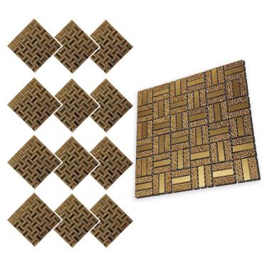 Imagem de Pastilha De Vidro Autocolante Kit 12 Parede Cozinha Banheiro Sala Decorativa Facil Aplicacao Moderna Reforma Requintado