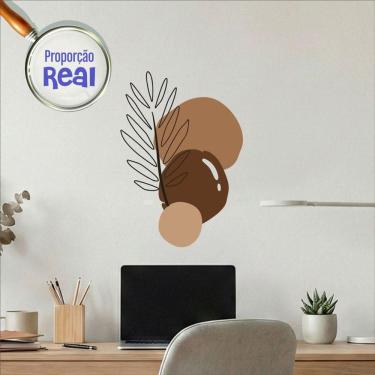 Imagem de Adesivo Floral Boho Marrom Estilo Nórdico 50x35 Minimalista Mod.02