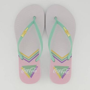 Imagem de Chinelo Coca Cola Leeds Feminino Branco e Verde-Feminino