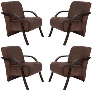 Imagem de Kit 4 Poltronas Decorativas 1 Lugar Santa Rita Marrom - OUTRAS MARCAS