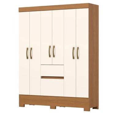 Imagem de Guarda Roupa Solteiro 06 Portas 02 Gavetas Alexandre Bs04 Cinamomo Off White - Henn - Briz