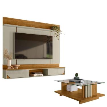 Imagem de Painel Para Tv Aura Com Mesa De Centro Frizz Cumaru Opala - Madetec