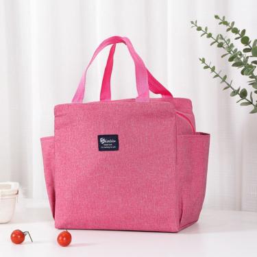 Imagem de Bolsa Térmica Grande para Marmita e Passeio com Oxford Impermeável e Isolamento Interno para Escritório e Escola Rosa